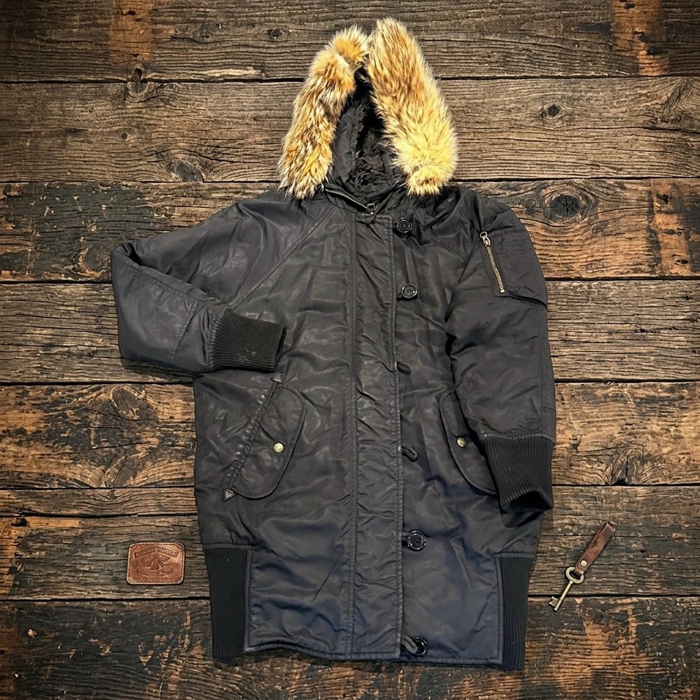 I. Spiewak & Sons Golden Fleece N-3B Snorkel Parka Black Real Coyote Fur Men S